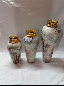3 Pcs Marble Ceramic Flower Vase Set