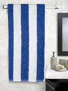 rekhas premium aqua blue white cabana cotton stripe pool towel