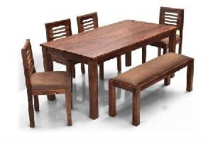 Wood 4 Seater Dining Table Set