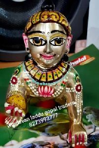 Gold Plated Brass Laddu Gopal Statue