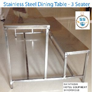 Stainless Steel 3 Seater Dining Table