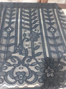 Printed Navy Blue Lace Fabric