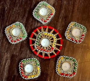 Handcrafted Tealight Candle Holder | Reusable Rangoli for Floor | Tealight Candle Holder | Home Deco