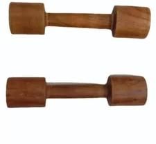 Brown Round 500 Gm Polished Wooden Dumbbells, For Gym Use