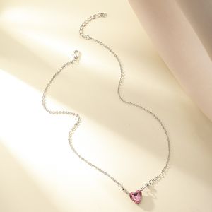 Modern Style Heart Shape Alloy Inlay Artificial Gemstones Women's Pendant Necklace