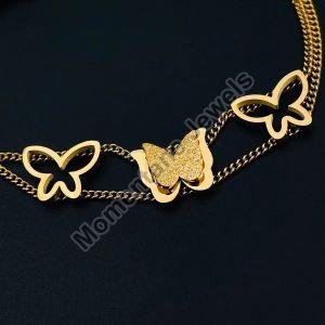 Triple Butterfly 18K Gold Stainless Steel Chain Bracelet For Women