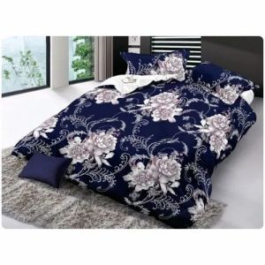 Royal Blue Polyester Blend Cotton Jumbo Size Double Bed Sheet