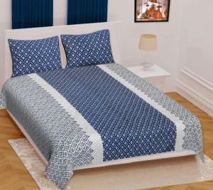 Royal Blue Polyester Blend Cotton King Size Double Bed Sheet