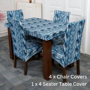 DivineTrendz Exclusive - Blue Stripe Elastic Chair &amp;amp; Table Cover