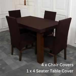 DivineTrendz Exclusive - Brown Solid Elastic Chair &amp;amp; Table Cover