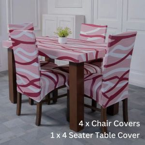 DivineTrendz Exclusive -Brown White Striped Elastic Chair &amp;amp; Table Cover