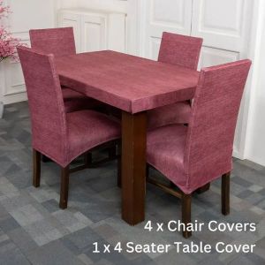 magenta jute elastic chair table cover
