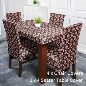 DivineTrendz Exclusive - Royals Black Elastic Chair & Table Cover