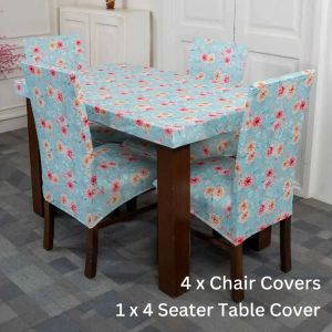DivineTrendz Exclusive - Summer Flower Elastic Chair &amp;amp; Table Cover