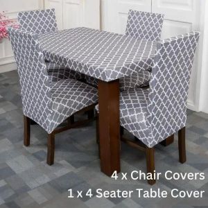 DivineTrendz - Gray Diamond Elastic Chairs Table Covers