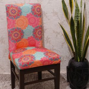 Multi-Coloured Vintage Motifs Design Chair Cover