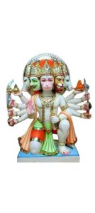 18 Inch Panchmukhi Hanumanji White Marble Statue