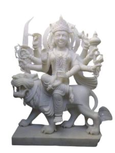 2.5 Feet White Marble Durga Maa Statue