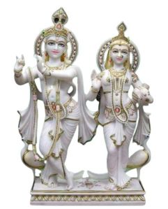 2.5 Feet White Marble Radha Krishna Statue
