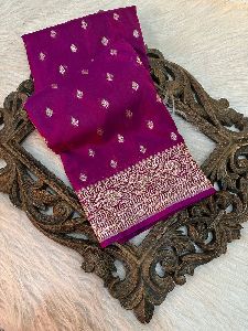 Dark Purple Banarasi Katan Silk Saree