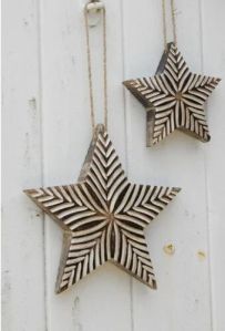 Hanging star Wooden Christmas Decorations