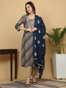 Modal Chanderi Kurti Pant Dupatta Set