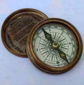 Personalized Brass Floral Laser Cutting Pocket Compass - Nautical