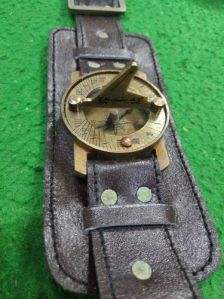 Leather Strap Brass Sundial Compass