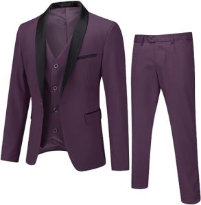 Purpul 3 Pieces Wedding Suit Blazer Business Suit Official Suit