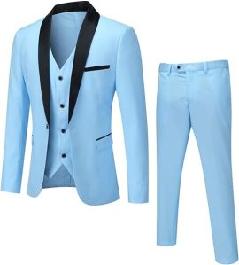 Sky Blue &amp;amp; Black Collor  Patti Wedding Suit Men Blazer Jacket Pant