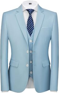 Sky Blue Wedding Men Blazer Pant Jacket 3 Pieces Suit
