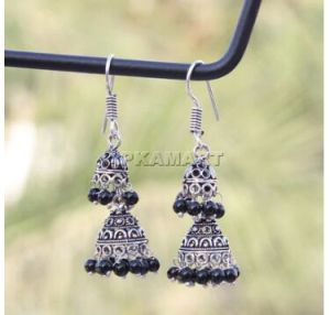 Alloy Black Bead Jhumki