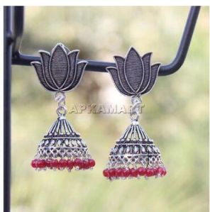 Alloy Lotus Design Earrings