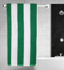 Rekhas Premium Cotton Pool Towel, Green &amp;amp; White