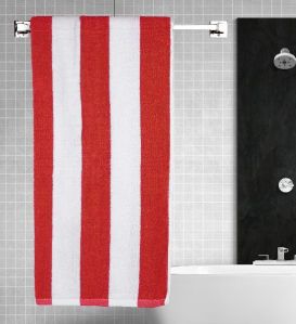 Rekhas Premium Cotton Pool Towel, Red &amp;amp; White