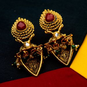 Gold Plated Pearl Kundan Studded Earring