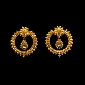 Golden Kundan Chandbali Earrings
