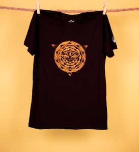 Ladies Black Mandala Printed T-Shirt