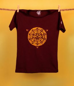 Ladies Brown Mandala Printed T-Shirt