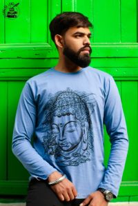 Mens Blue Buddha Printed T-Shirt