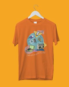 Orange 90s Kids Printed Unisex T-Shirt