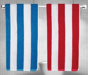 rekhas premium cotton pool double-faced blue white red white color towel