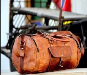 Leather Round Duffle Bag