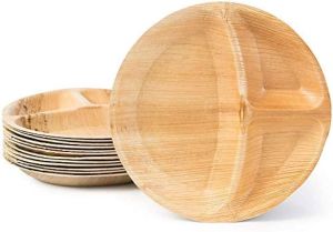 10 Inch Round 3 Partition Areca Leaf Plate