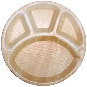 10 Inch Round 4 Partition Areca Leaf Plate