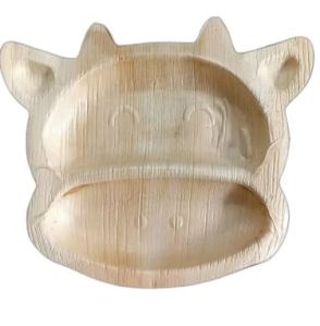 8X6 Inch Cow Shape 2 Partition Areca Leaf Plate