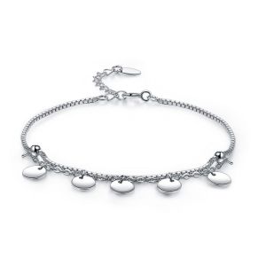 Solid 925 Sterling Silver Bracelet Dangle Circle Fashion Bridesmaid