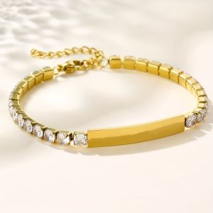 Stainless Steel Plating Inlay Zircon 18K Gold Plated Bracelets