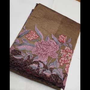 Pure Banaras Tissu Crush Embroidery Organza silk saree
