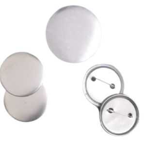 Round 44mm White Metal Promotional Button Badge, For Garments, Style : Non Magnetic